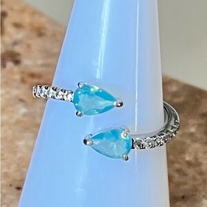 Bomb Party RBP3633 The Sterling Club Green Opal on Sterling Wrap Ring HTF